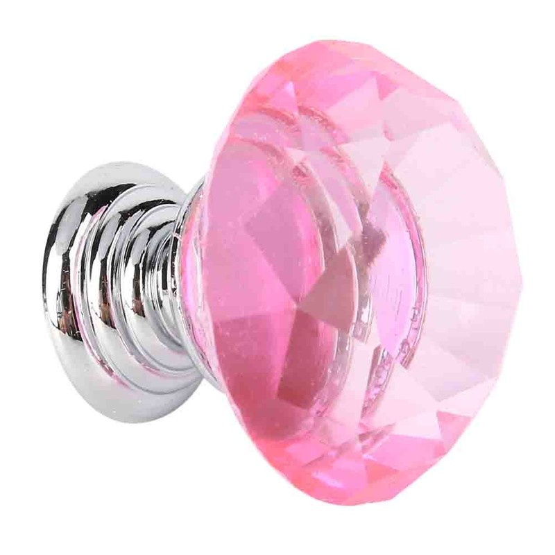 10Pcs Crystal Cabinet Knobs,30mm/1.18inch Pink Diamond Decorative Pulls Handles Diamond