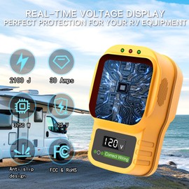 Rv Surge Protector 30 Amp Smart RV Circuit Analyzer with LED Real-time Display Voltage, RV Surge Adapter 2100 Joules Portable Waterproof RV Surge Protectors for RV Camper Trailer Rv Accessories