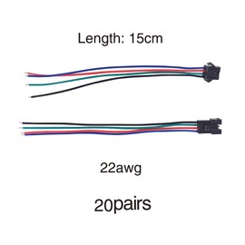 YIXISI 20 Pairs JST SM 4-Pin 2.54mm Pitch Plug Male and Female Connector Adapter with 150mm Electrical Cable Wire for LED Light