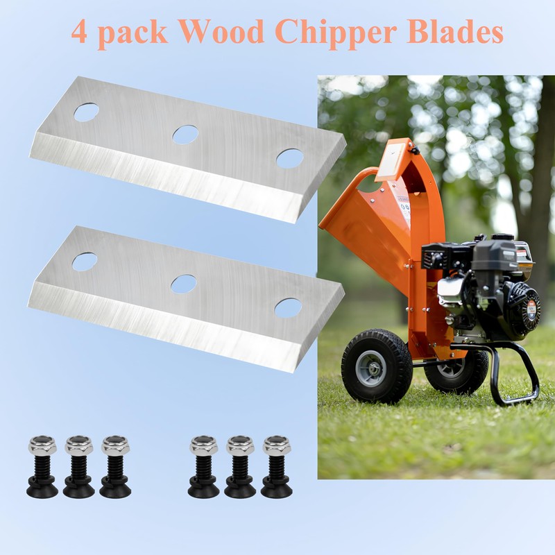 Wood Chipper Blades with Screws, Alloy Steel Shredder Knives, 4-Pack