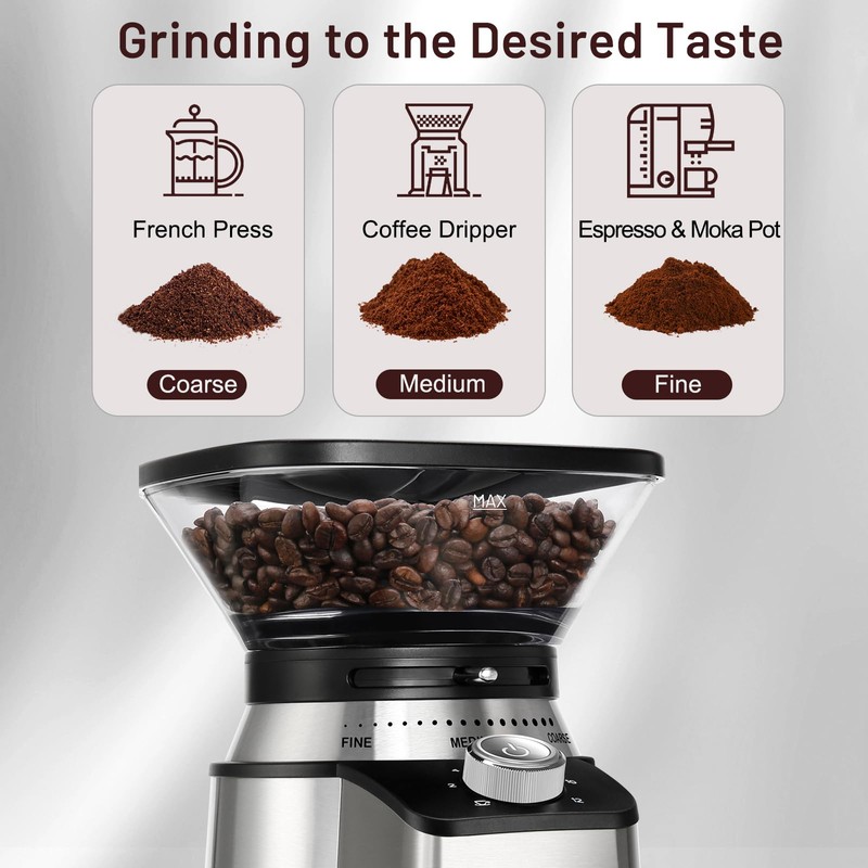 Secura Conical Burr Coffee Grinder Electric Coffee Bean Grinder with