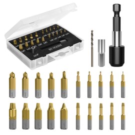 Nuovoware Damaged Screw Extractor Set, 22 PCS Easy Out Stripped Screw Extractor Kit, All-Purpose HSS Broken Screw Remover Set with Magnetic Extension Bit Holder & Socket Adapter, Gold