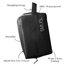 SMUG Wash Bag & Toiletry Bag | Waterproof Travel Wash Bag | Toiletries Bag for Men & Women | Toiletry Bags | Large Wash Bag for Gym, Hair & Skin Products, Travelling, Shaving & Make Up | Black