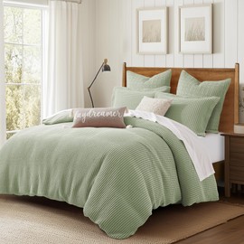 Levtex Home Mills Waffle King Duvet Cover Set (106x94in) with 2 Pillow Shams (36x20in) - Desert Sage - Cotton King Size Duvet Cover Set - Soft, Pre-Washed