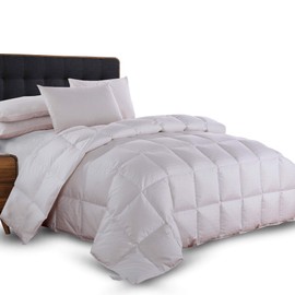 Royal Tradition Dobby Checkered Medium Warmth/36-Ounces of Fill, Queen Goose Down Comforter