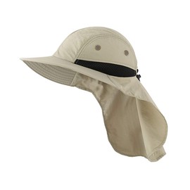 LLmoway Mens Mesh Flap Sun Hat UPF50+ Wide Brim Breathable Outdoor Fishing Cap