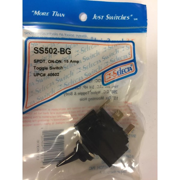 SS502-BG SELECTA SPDT ON-ON NYLON HANDLE 15A TOGGLE SWITCH NOS