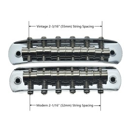 Electric Guitar Bridge Assembly with Barrel Saddles (Fixed Saddle Height) with Modern 52.5mm String Spacing for Jaguar/Jazzmaster Black