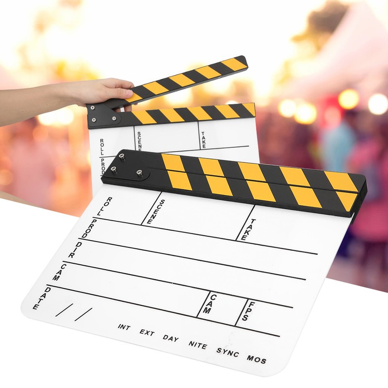30x25CM Acrylic Movie Clapperboard Professional Director Action Clap Film Photography