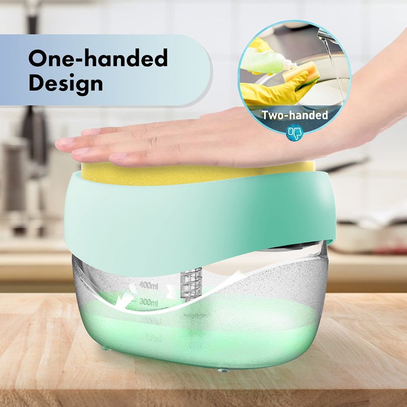 Dish Soap Dispenser with Sponge Holder for Kitchen Sink, 2