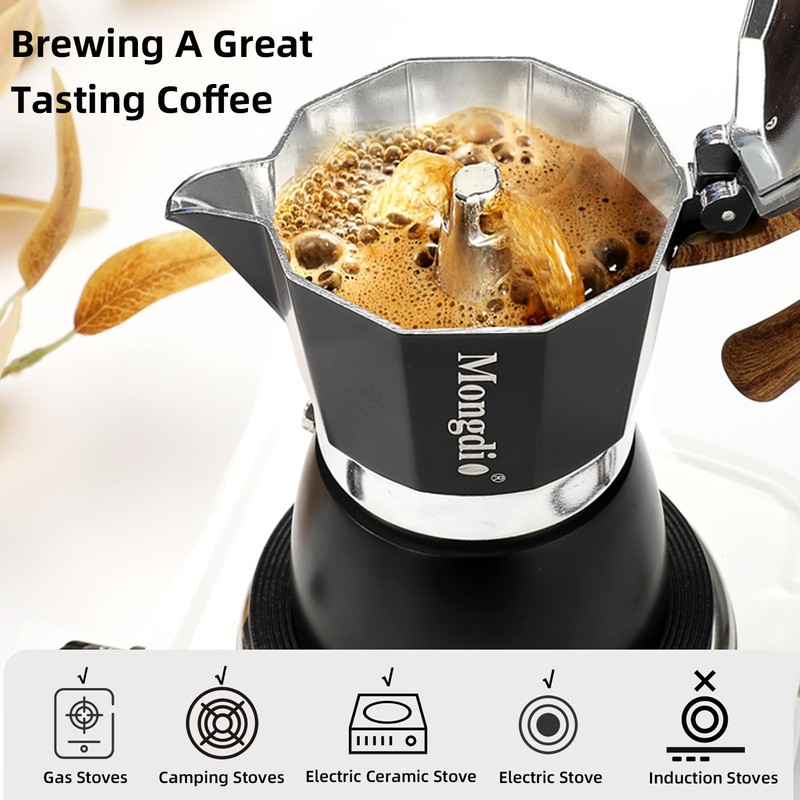Mongdio Stovetop Espresso Maker Moka Pot, Cuban Coffee Maker Stove