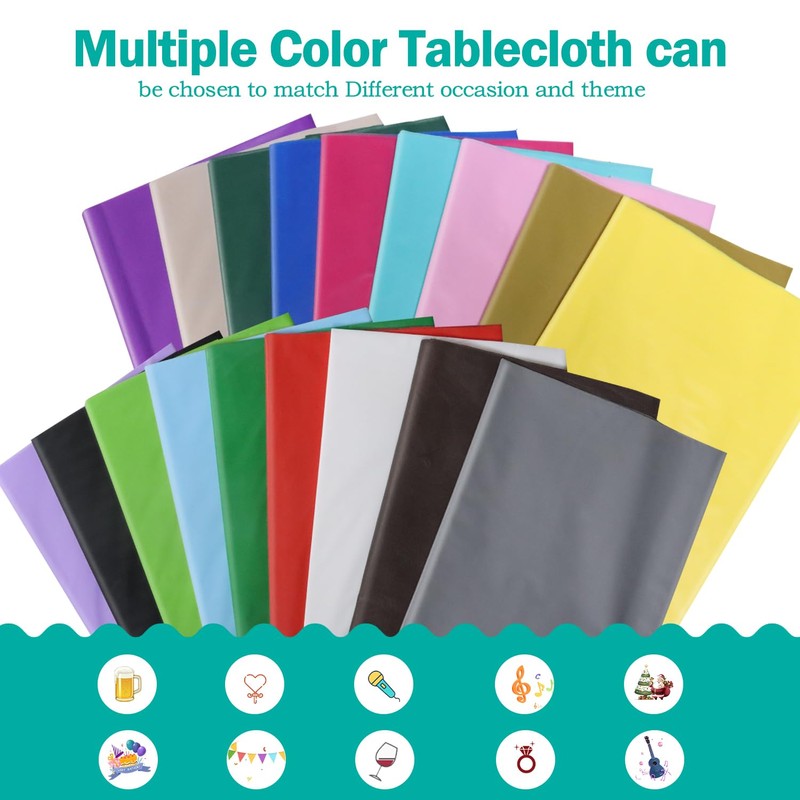 tujol Ivory 6 Pack Plastic Table Cloth 54" x 108",