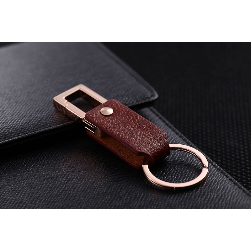 Cerbery - Leather Keyring with Rings and Gift Box, black