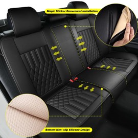 TTX Car Seat Covers Full Set Fit for Chevy Colorado 2015-2024 2025 2026 Breathable Leather Seat Protector with Airbag Compatible Automotive 5 Seat Cushions Cover with Beautiful Patterns (Black)