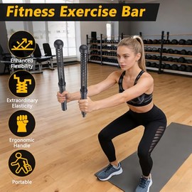 Gugxiom Barra de Fitness oscilante Delgada para Entrenamiento, Barra de Ejercicios elástica, Barra de Entrenamiento elástica para Pilates y fortalecim
