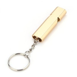 Pomya Silbato de Emergencia, aleación de Aluminio, Doble Orificio, Acero Inoxidable portátil, Fuerte silbido para Exteriores, silbidos de Supervivencia de Alto decibelio con Llavero(Oro)