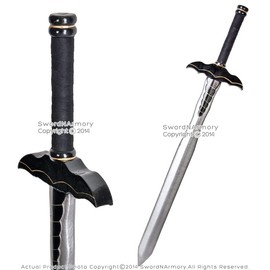 36" Fantasy Dark Knight Sword Black Bat Handle LARP Foam Latex Cosplay