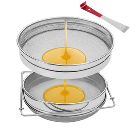 Stainless Steel Honey Strainer, Double Sieve for 5 Gallon Bucket, Beekeeping Equipment with Extendable Arms, Honey Debris Filter