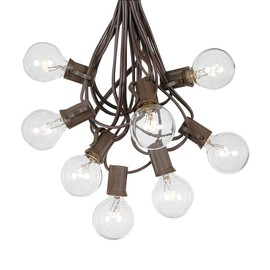 G40 Patio String Lights with 125 Clear Globe Bulbs - Hanging Garden String Lights - Vintage Backyard Patio Lights - Outdoor String Lights - Market Cafe String Lights - Brown Wire - 100 Foot
