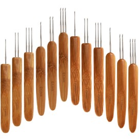 Hedume Set of 12 Dreadlock Crochet Hook, 4 Sizes (0.5mm, 0.75 mm, 1mm, 1.25mm) Dreadlock Needle Include 1 Hook, 2 Hooks, 3 Hooks, Locs Crochet Needle Steel Crochet Hook for Braid Craft