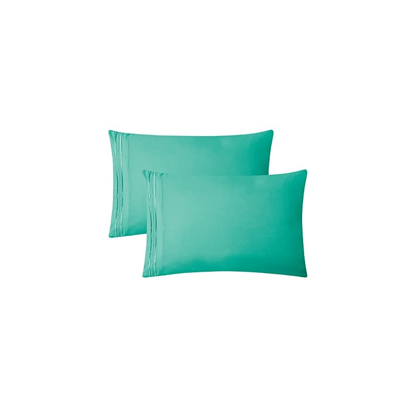Clara Clark Double Brushed Microfiber Luxury Pillow Covers, Mint Green,
