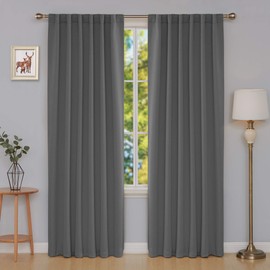 Deconovo Blackout Curtain Panels - (52x84 Inch, Light Grey, 2 Panels), Window Draperies Rod Pocket/Back Tab Curtains, Thermal Insulated Blackout Curtains for Bedroom