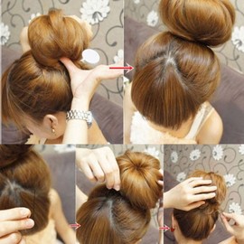 Hair Bun Maker Set, 7 Pieces Hair Bun Donut(1 X Extra Large, 2 X Large, 2 X Medium, 2 X Small) 10 Pieces Hair Pins and 5 Pieces Elastic Bands Hair Bun Shaper Set 22 PCS Brown Donut Maker