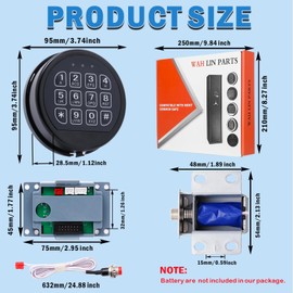 Gun Safe Lock Replacement with Solenoid Lock Black Keypad Electronic Lock for Home and Business Safe Box