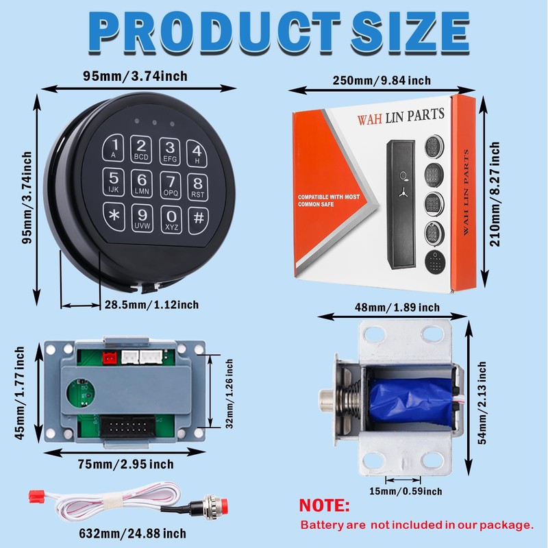 Gun Safe Lock Replacement with Solenoid Lock Black Keypad Electronic