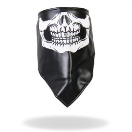 Hot Leathers Skull Face Leather Neck Warmer (Black)