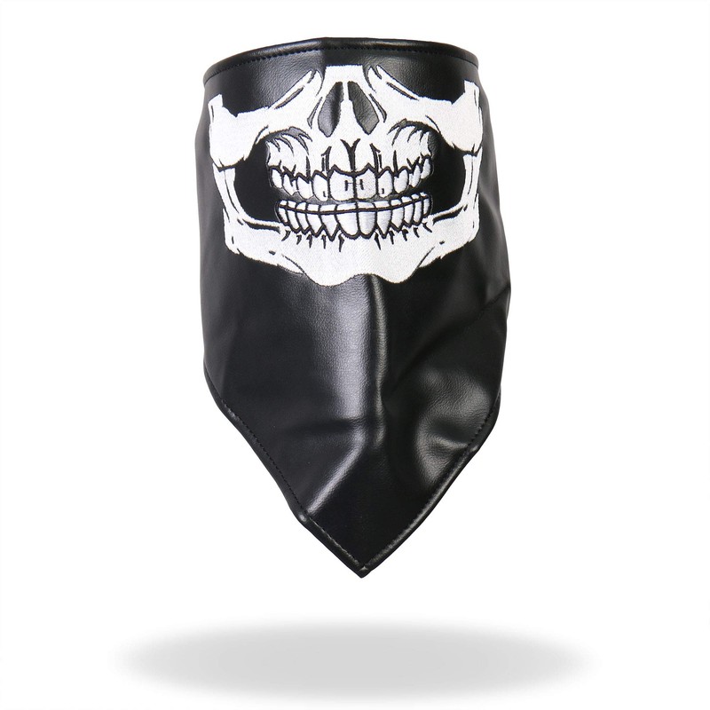 Hot Leathers Skull Face Leather Neck Warmer (Black)