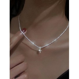 Silver Choker Necklace for Women Trendy Layered Necklace for Women Silver Chain Necklace Sparkling Party Prom Necklace Prom Dress Outfits Accessories