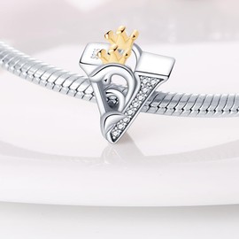 HappyStar Sterling Silver 925 Charm Letter A~Z Alphabet Charms Pendant Bead Charms for Women Fit Bracelets and Necklace Girls Jewellery Gift, Sterling Silver