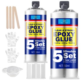 5 Minute Epoxy Adhesive - 3.4oz Clear Epoxy Glue Fast Repair 2 Part Epoxy Glue, Super Tough and Durable, Fast Cure Repair Glue for Wood, Metal, Plastic, Glass, Ceramic, Fabric