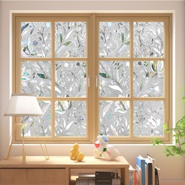 Window Privacy Film, Rainbow Window Clings, 3D Decorative Window Vinyl, Stained Glass Window Decals, Static Cling Window Sticker Non-Adhesive (35.4" X 78.7", Tulip)