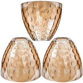 GoldSwift 3 Pack Amber Hammered Bell Shade Glass Lamp Shade Replacement for Lighting Fixture, 5.9"W x 5"H, Water Ripple Glass Globe Cover for Chandelier Pendant Light Wall Sconce, 1-5/8 Inch Fitter