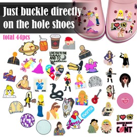 BDSHUNBF Pack of 44 Shoe Charms, Shoe Charms, Shoe Charms, Clog Decor, Shoe Decoration, Taylor Shoe Pins, Crocodile Pendants, Shoe Charms for Girls, Women, Children, Polyvinyl Chloride