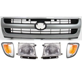 Garage-Pro Driver and Passenger Side Headlight Kit for Toyota Tacoma Base DLX SR5 1997-2000 Halogen With bulb(s) W/Corner Light Grille Assembly RWD, Built to September 2000 Replaces# 8111004090