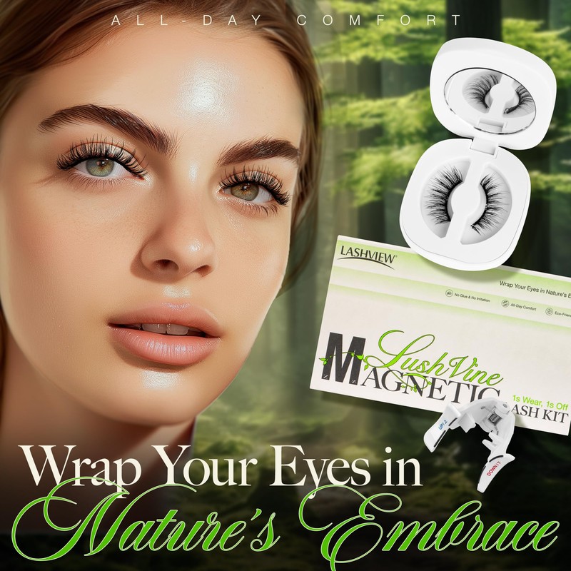 LASHVIEW LASHVIEW Magnetic Eyelashes Natural Look, Reusable Soft Magnetic Lashes
