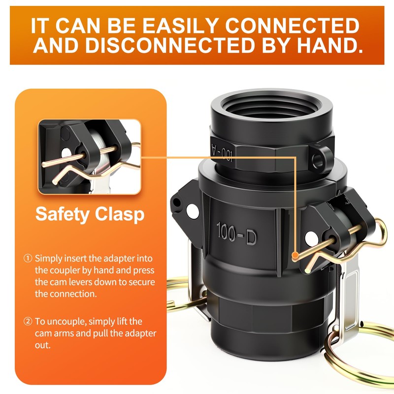 GASHER 1" Camlock Fittings Type A & D Polypropylene Cam