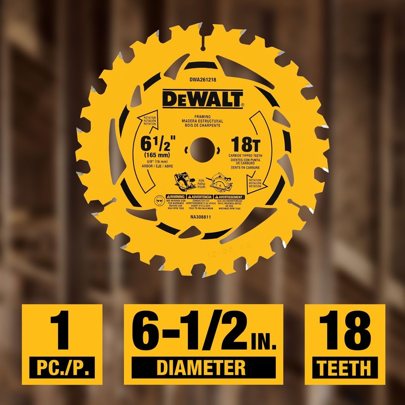 DEWALT 6-1/2 in. 18T and 24T Circular Saw Blade 2-Pack