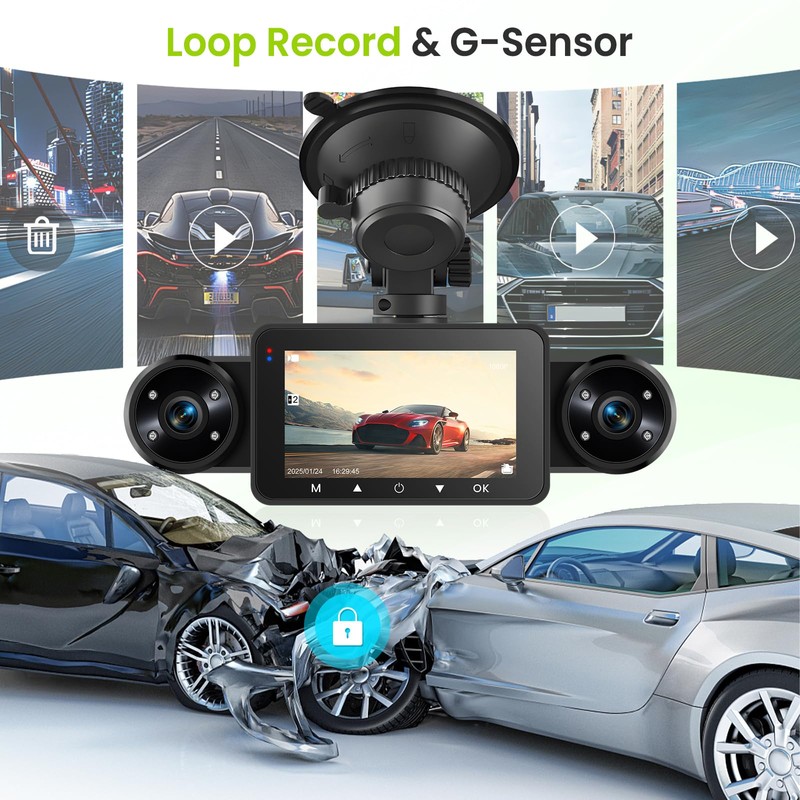 Hodozzy 1080p 4 Channel Car Dashcam, 360° Dash Camera Front