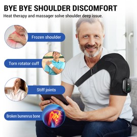 ERHIVORA Heated Shoulder Brace for Women Men, Shoulder Massager Shoulder Heating Pad for Shoulder Deep Issue, Heated Shoulder Wrap Cordless