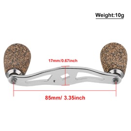 CYTGOUPER Baitcaster Handle, Easy Installation Baitcasting Reel Handle, Wood Fishing Reel Handle Knob, Silver