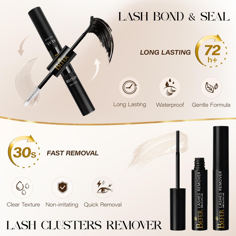 BEFER Lash Clusters Kit, 108 Pcs 3D Curl Eyelash Clusters