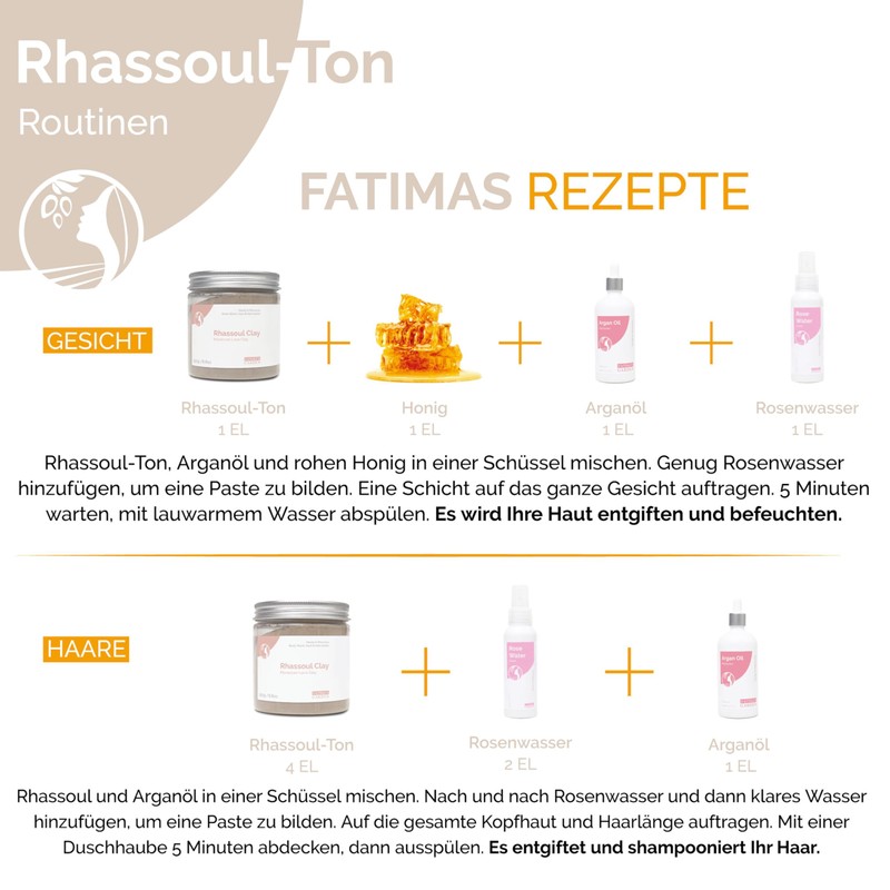 Fatima's Garden - Ghassoul Powder with Rose Petals - Rhassoul