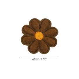 MECCANIXITY Flower Iron-on Patches Embroidered Sew Flower Patch Appliques Repair Patches for Clothing Repair Backpack Shoes Decoration 90x90mm/3.54x3.54" Pack of 15(Brown)
