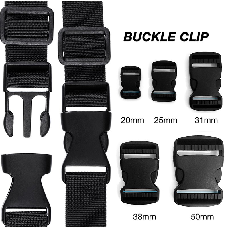 Generic 25mm Military-Grade Quick-Release Black Plastic Buckles - No-Sew Heavy