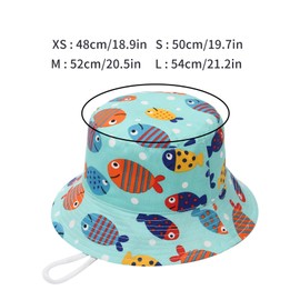 GEMVIE Baby Boys Sun Bucket Hat Cartoon Animal Print Sun Hat Packable Beach Cap Fisherman Sun Hat for Toddler Kids
