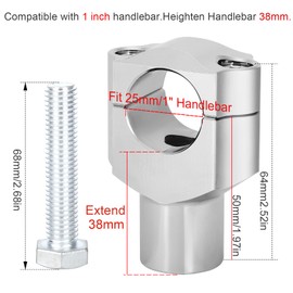 Motorcycle Handlebar Risers 1 Inch, Aluminum Alloy Motorcycle Risers, Compatible with Sportster Softail Dyna V-star Shadow, Universal Motorcycle Accessories, Silver